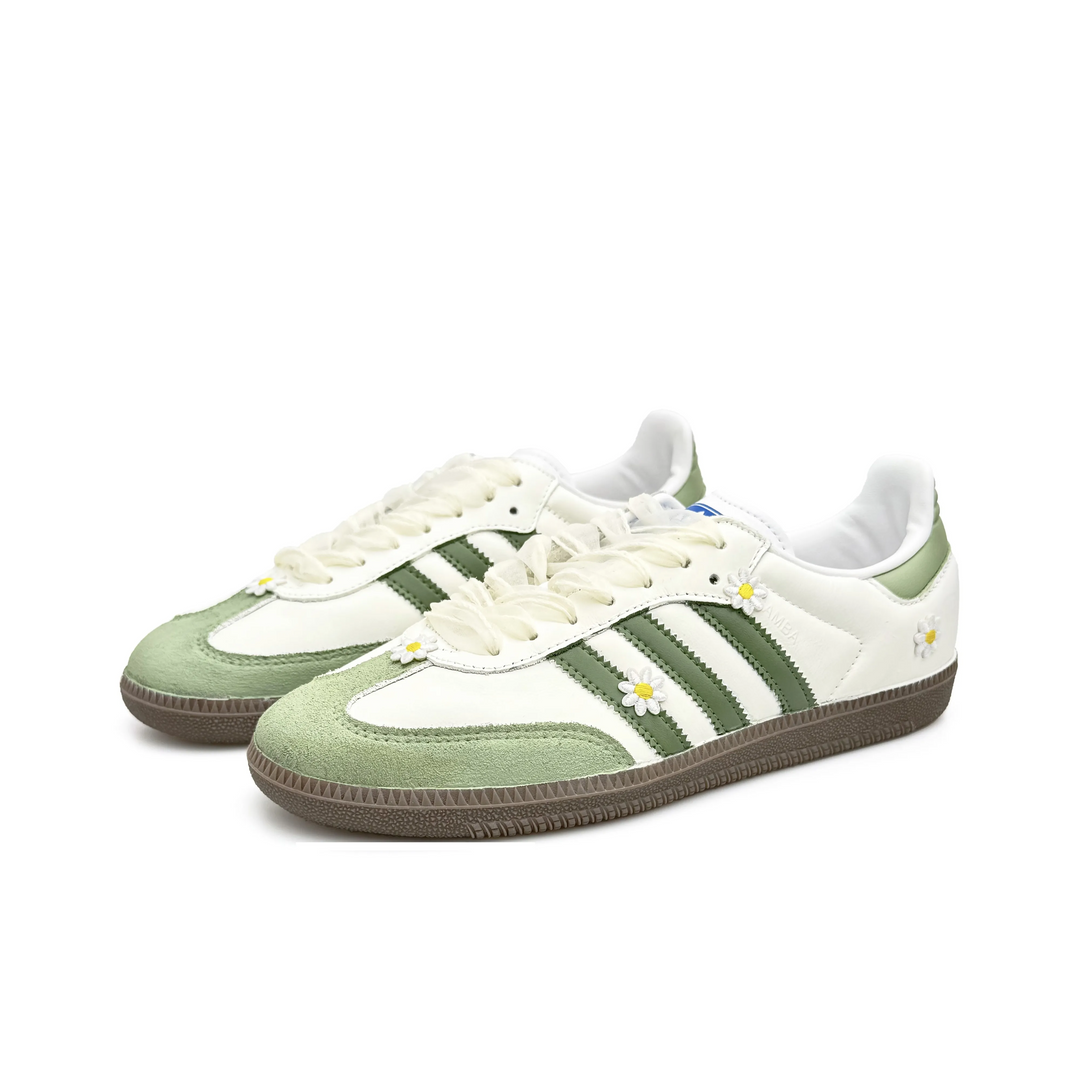 Adidas Samba - Custom GAT Shoes White Green Daisies