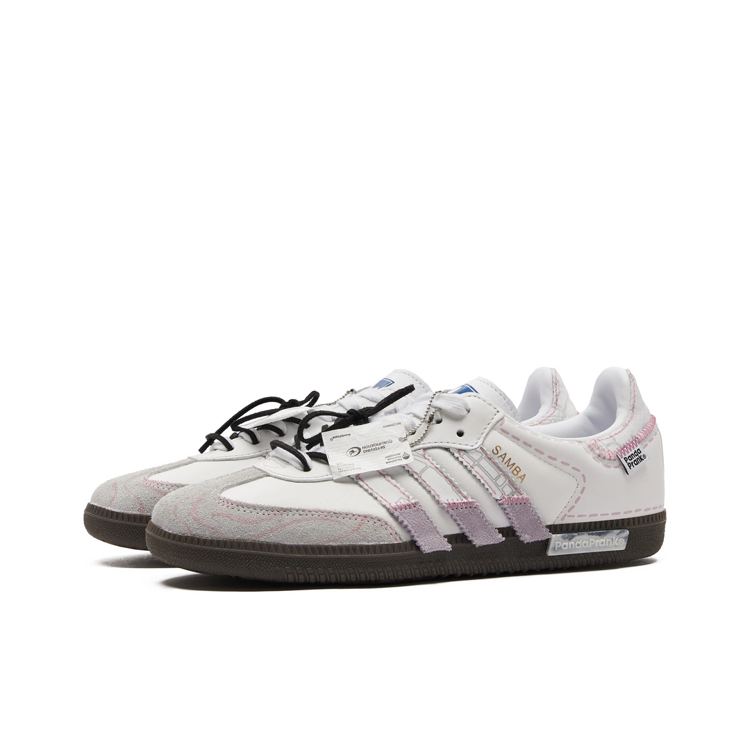 Adidas Samba - Custom GAT Shoes White Grey Pink Stitching