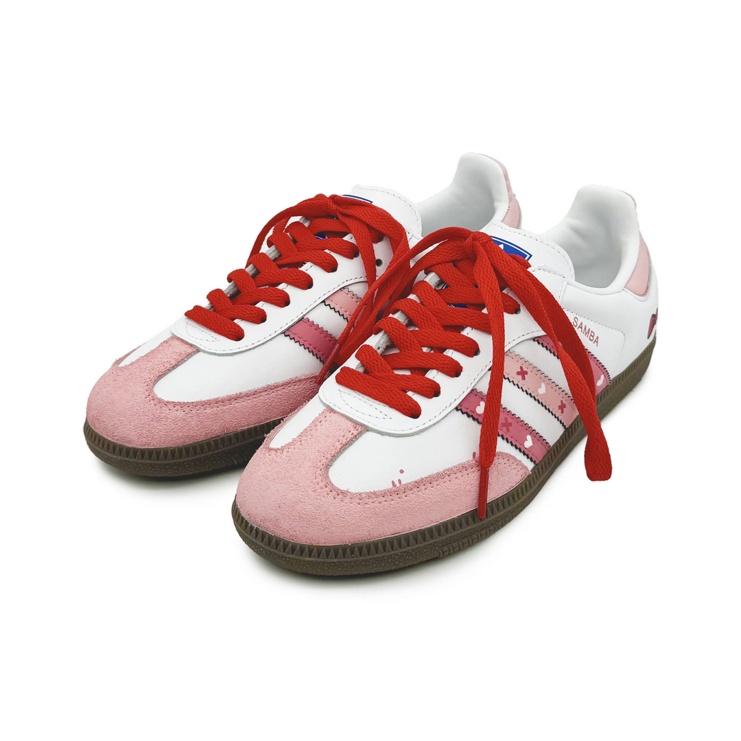 Adidas Samba - Custom GAT Shoes White Pink Bow Pattern