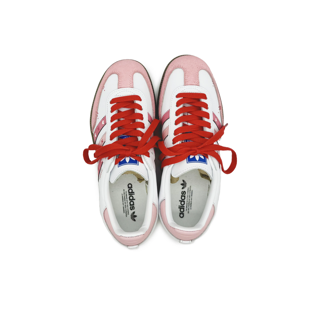 Adidas Samba - Custom GAT Shoes White Pink Bow Pattern