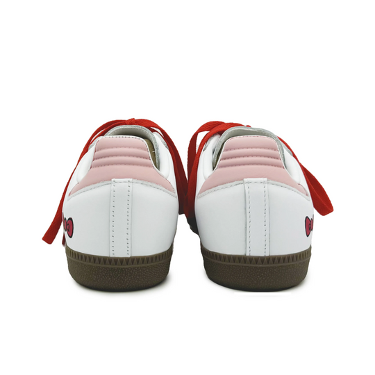Adidas Samba - Custom GAT Shoes White Pink Bow Pattern