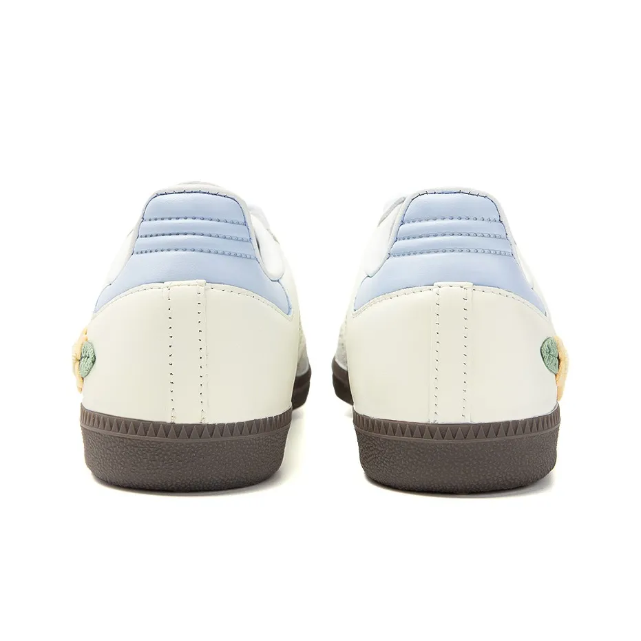 Adidas Samba - Custom GAT Shoes White Yellow Stripes Small Flower Pattern