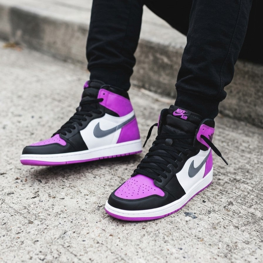 Custom Air Jordan 1 Black White Purple Grey