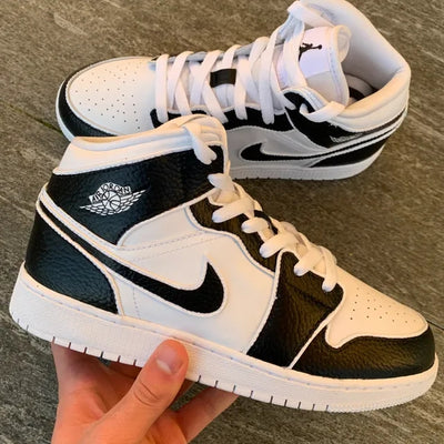 Custom Air Jordan 1 Black Block And White Stroke