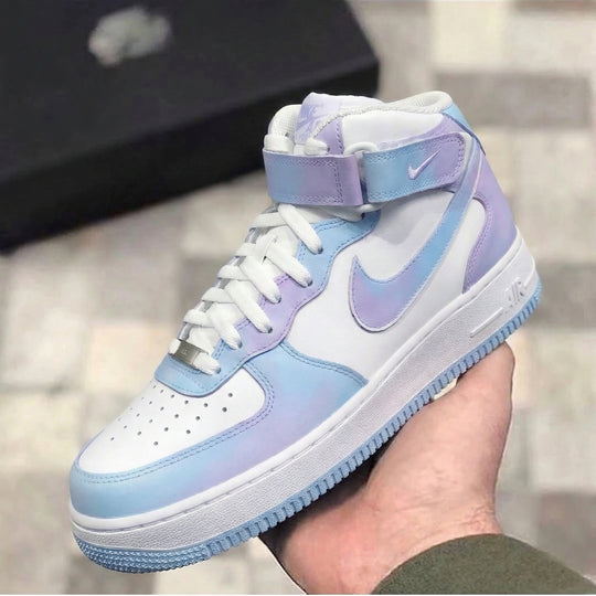 Custom Air Force 1 Baby Blue and Lavender Ombre