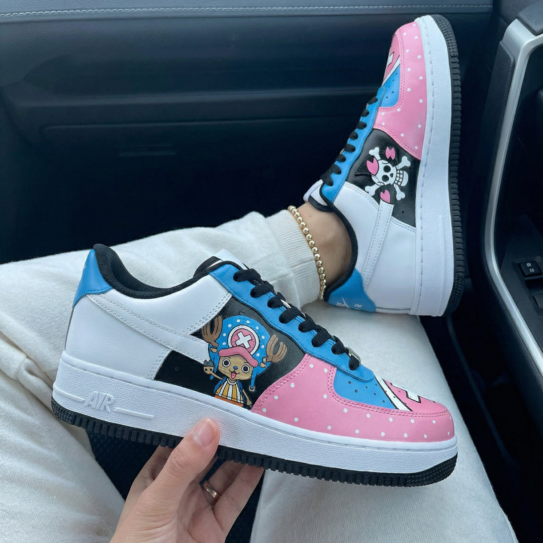 Custom Air Force 1 Baby Blue Baby Pink One Piece Chopper Cartoon
