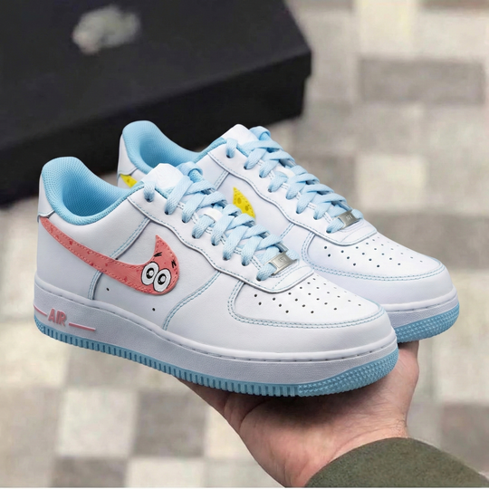 Custom Air Force 1 Baby Blue Baby Pink Patrick Star Design