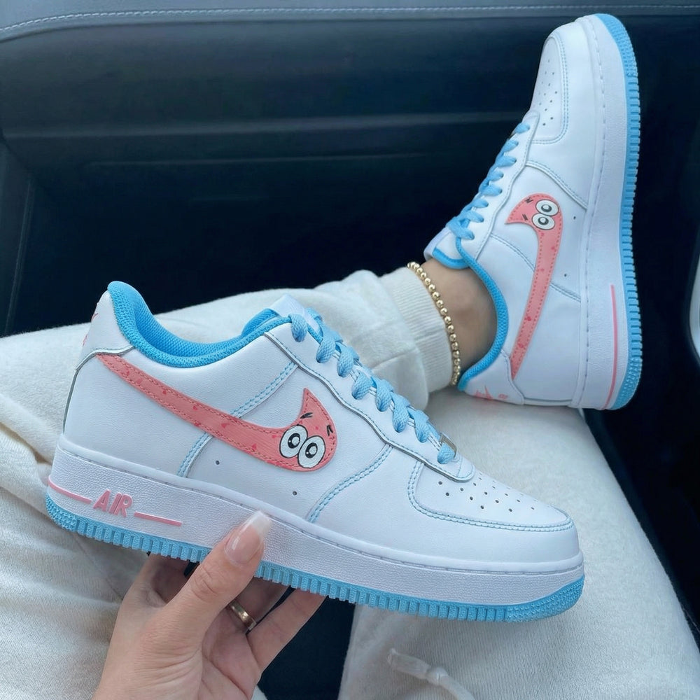 Custom Air Force 1 Baby Blue Baby Pink Patrick Star Design
