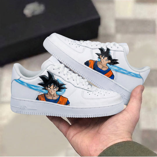 Custom Air Force 1 Baby Blue Orange Goku Dragon Ball Lightning Swoosh