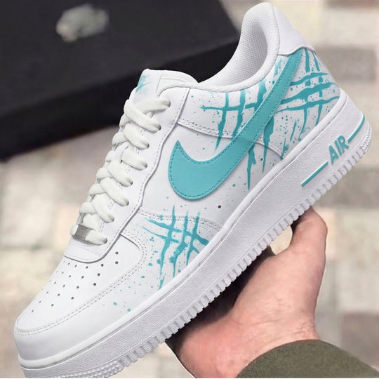 Custom Air Force 1 Baby Blue Scratches Splatter