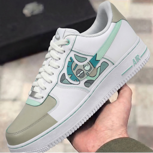 Custom Air Force 1 Baby Green Beige Rick Sanchez Cartoon