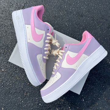 Custom Air Force 1 Baby Pink And Lilac Color - Blocked 