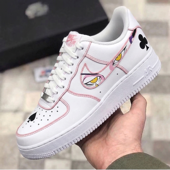 Custom Air Force 1 Baby Pink Anime Eyes Playing Card Symbols