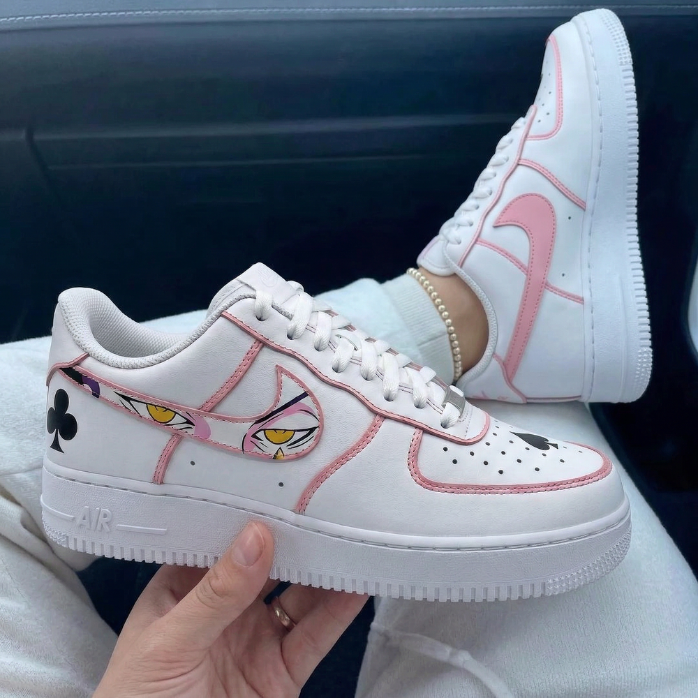 Custom Air Force 1 Baby Pink Anime Eyes Playing Card Symbols