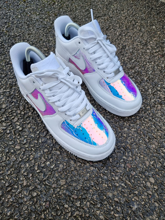 Custom Air Force 1 Baby Pink Baby Blue Iridescent Pattern