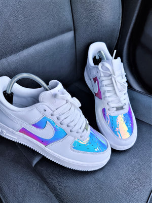 Custom Air Force 1 Baby Pink Baby Blue Iridescent Pattern