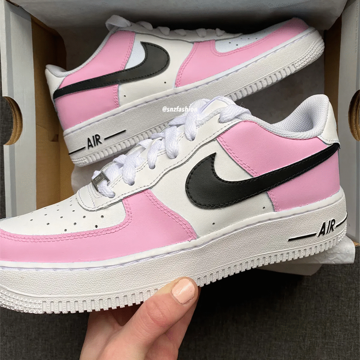 Custom Air Force 1 Baby Pink Black Design – Lilaccustom