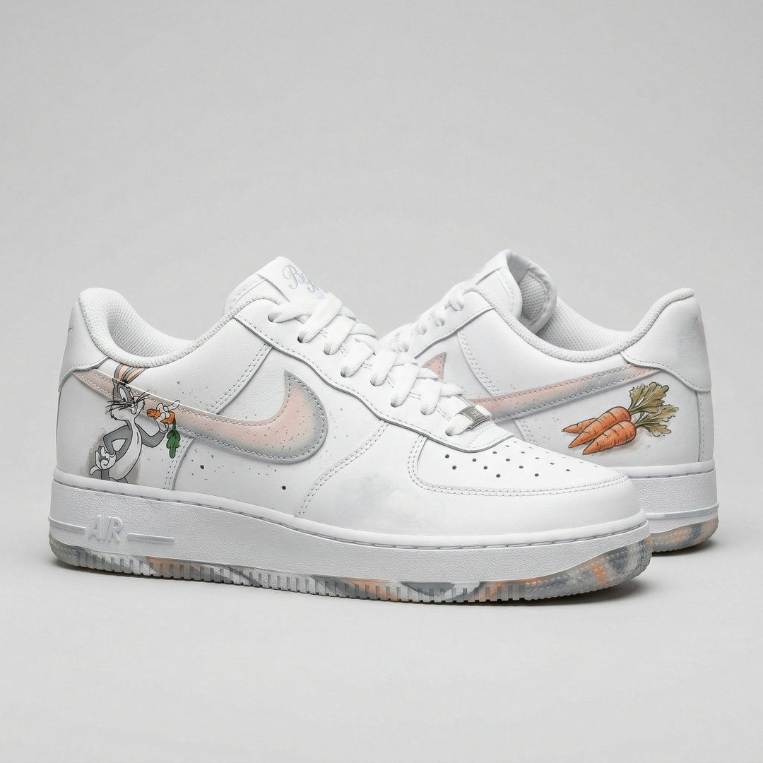 Custom Air Force 1 Baby Pink Bugs Bunny Carrots