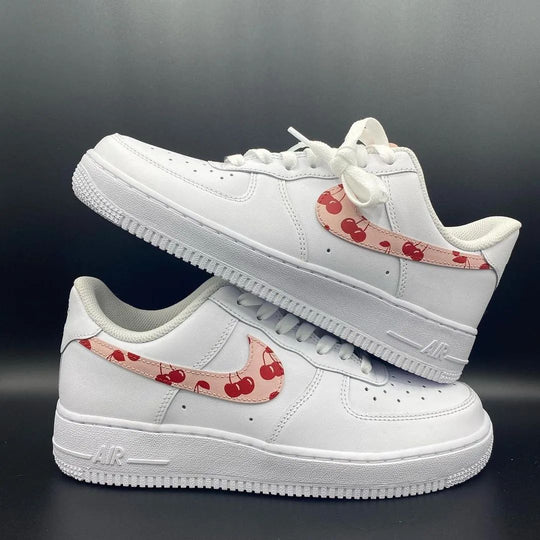 Custom Air Force 1 Baby Pink Cherry Pattern