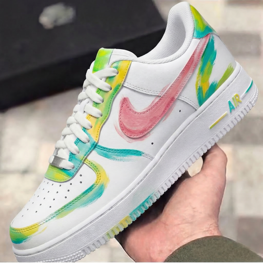 Custom Air Force 1 Baby Pink Green Yellow