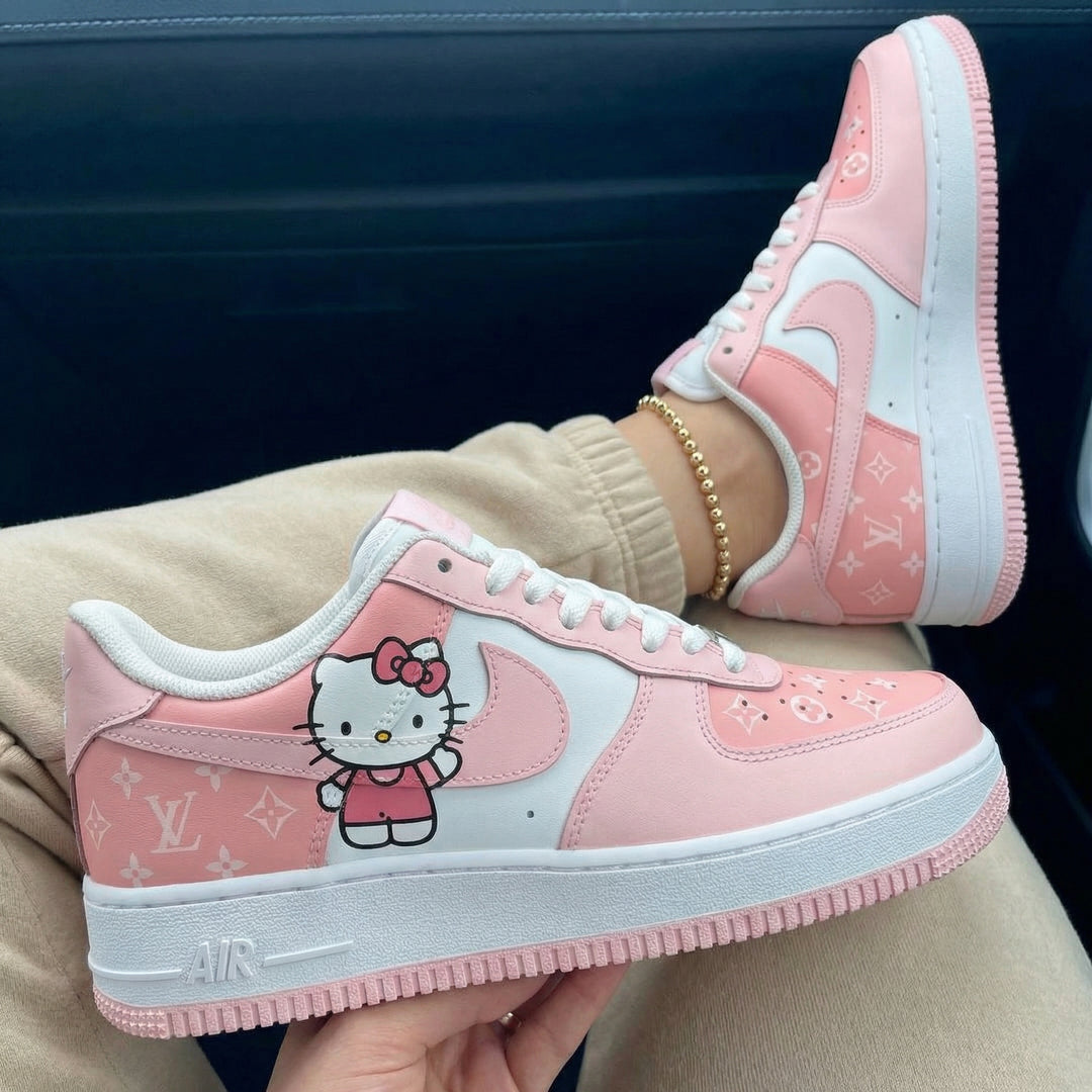 Custom Air Force 1 Baby Pink Hello Kitty LV Monogram