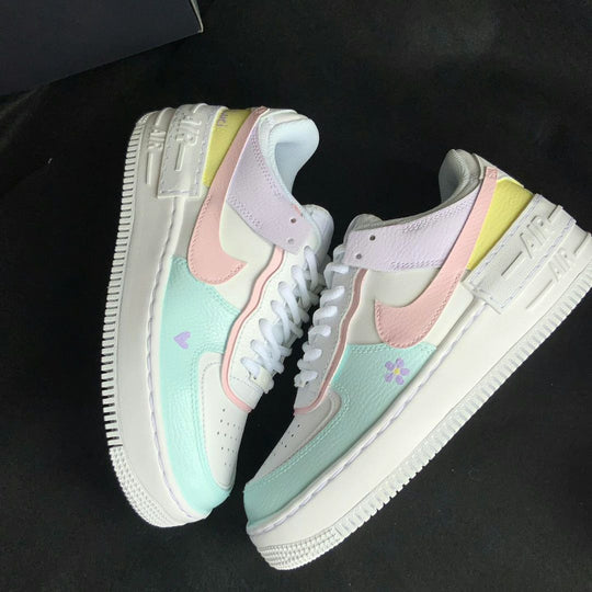 Custom Air Force 1 Baby Pink Mint Floral Design