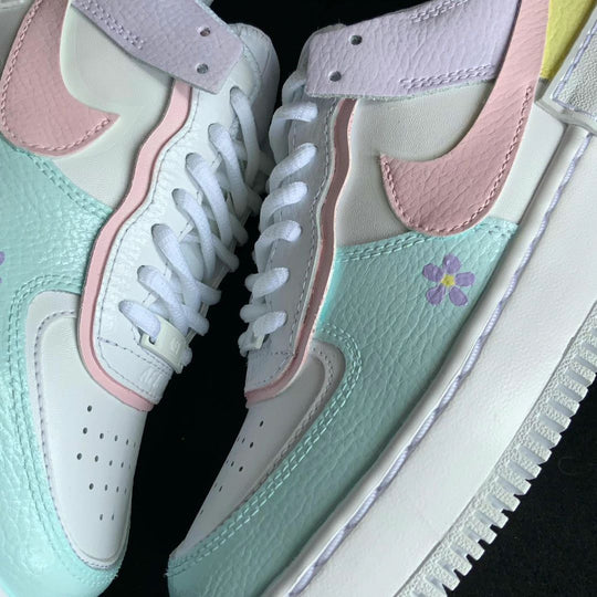 Custom Air Force 1 Baby Pink Mint Floral Design