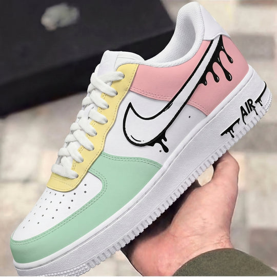 Custom Air Force 1 Baby Pink Mint Green Drip
