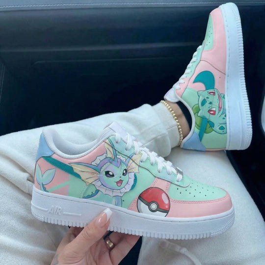 Custom Air Force 1 Baby Pink Mint Green Pokemon Design