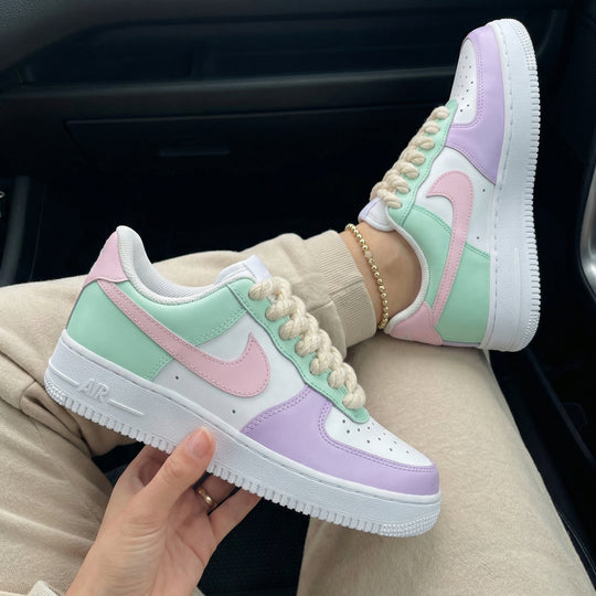 Custom Air Force 1 Baby Pink Mint Purple