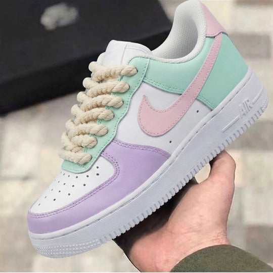 Custom Air Force 1 Baby Pink Mint Purple
