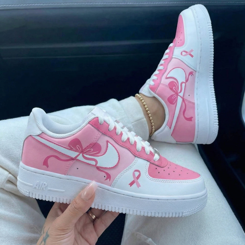 Custom Air Force 1 Baby Pink Pink Bow Ribbon