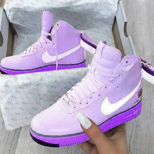 Custom Air Force 1 Baby Pink Purple Trim