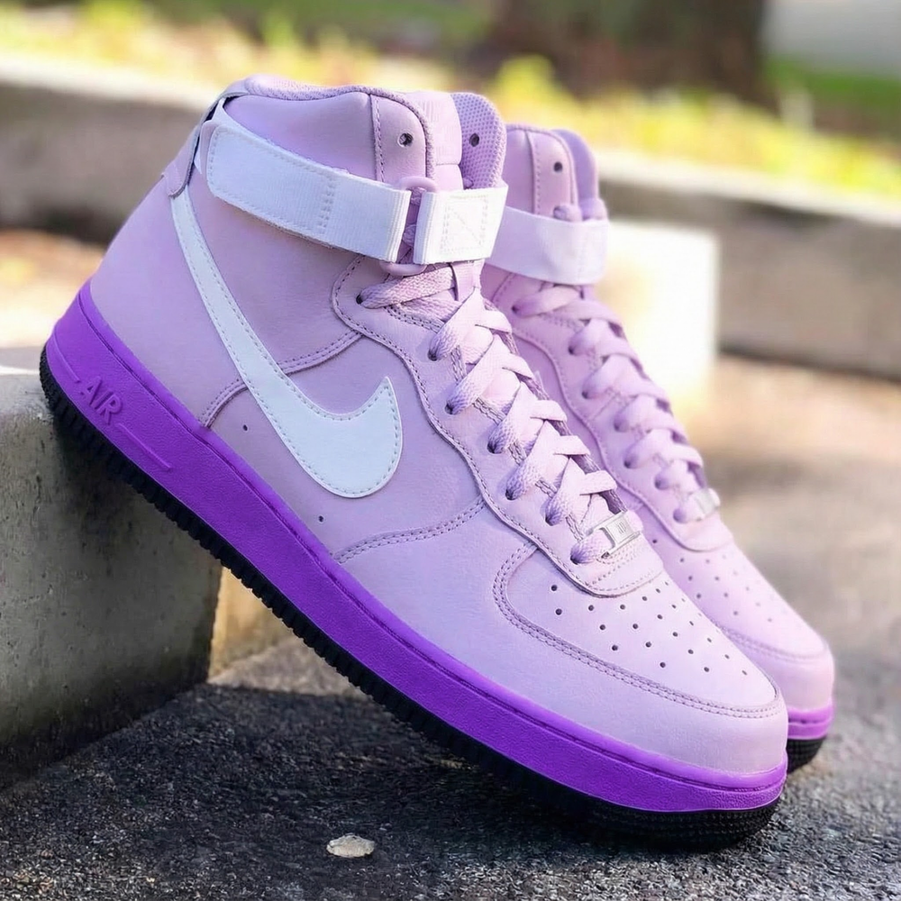Custom Air Force 1 Baby Pink Purple Trim