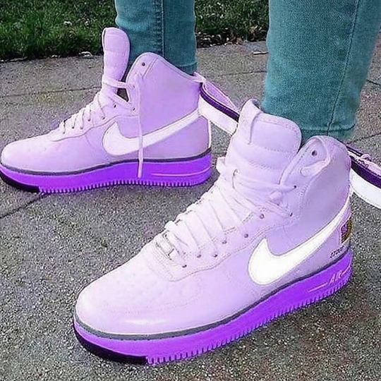 Custom Air Force 1 Baby Pink Purple Trim