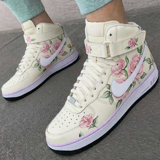 Custom Air Force 1 Baby Pink Rose Pattern