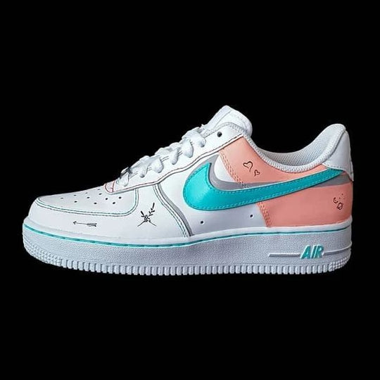 Custom Air Force 1 Baby Pink Teal with Nautical Motifs