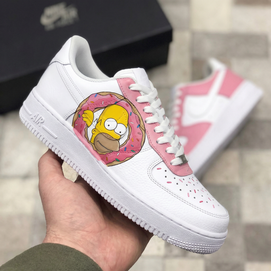 Custom Air Force 1 Baby Pink The Simpsons Donut