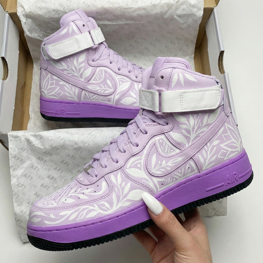 Custom Air Force 1 Baby Pink White Floral Pattern