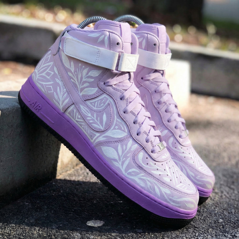 Custom Air Force 1 Baby Pink White Floral Pattern