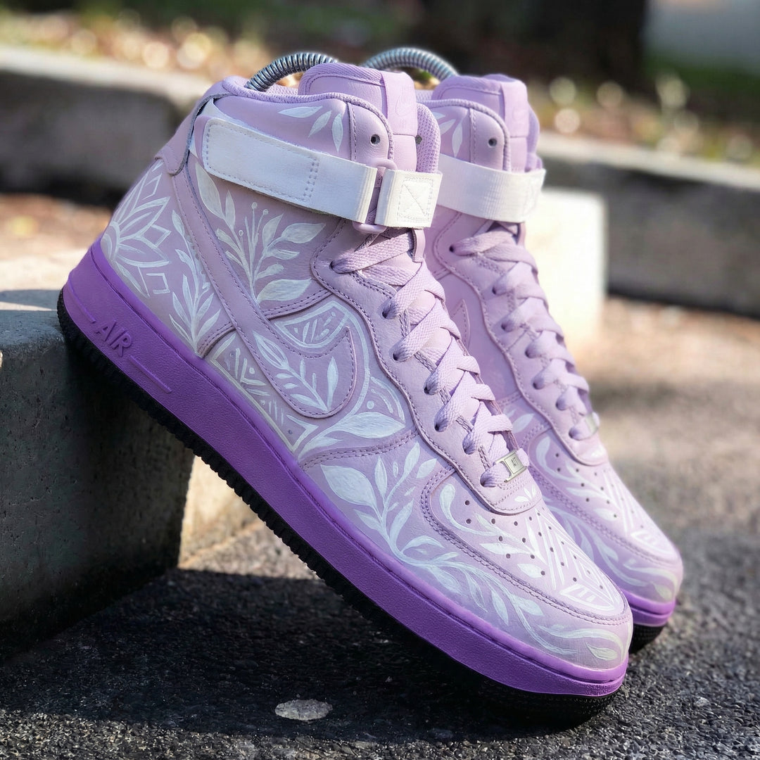 Custom Air Force 1 Baby Pink White Floral Pattern