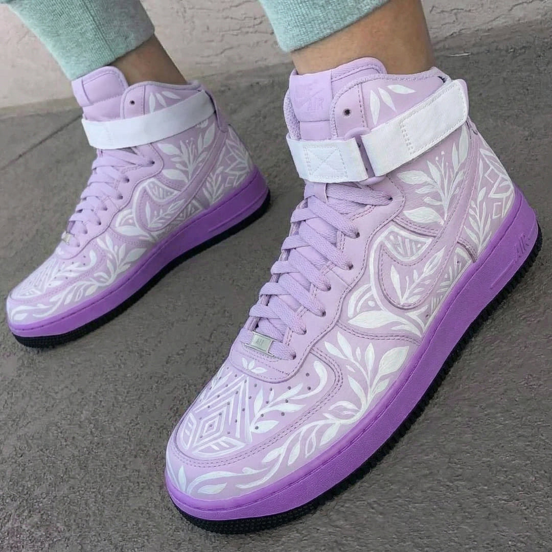 Custom Air Force 1 Baby Pink White Floral Pattern