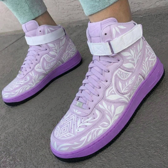 Custom Air Force 1 Baby Pink White Floral Pattern