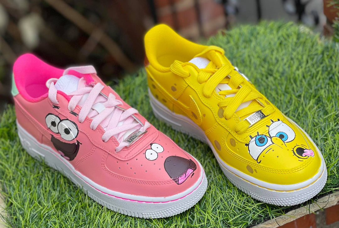 Custom Air Force 1 Baby Pink Yellow SpongeBob Design