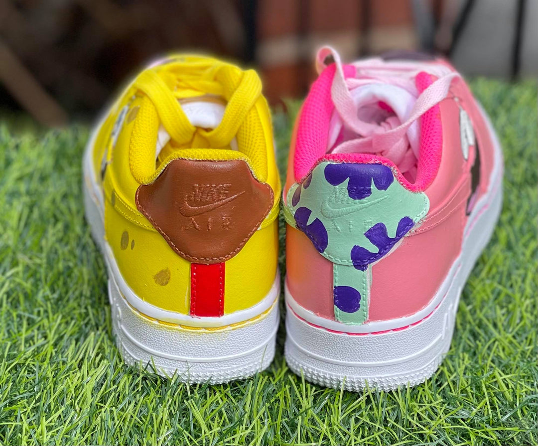 Custom Air Force 1 Baby Pink Yellow SpongeBob Design