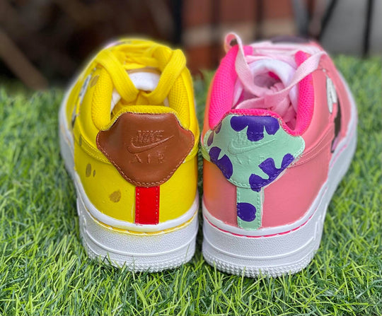 Custom Air Force 1 Baby Pink Yellow SpongeBob Design