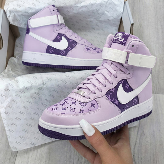 Custom Air Force 1 Baby Purple LV Pattern
