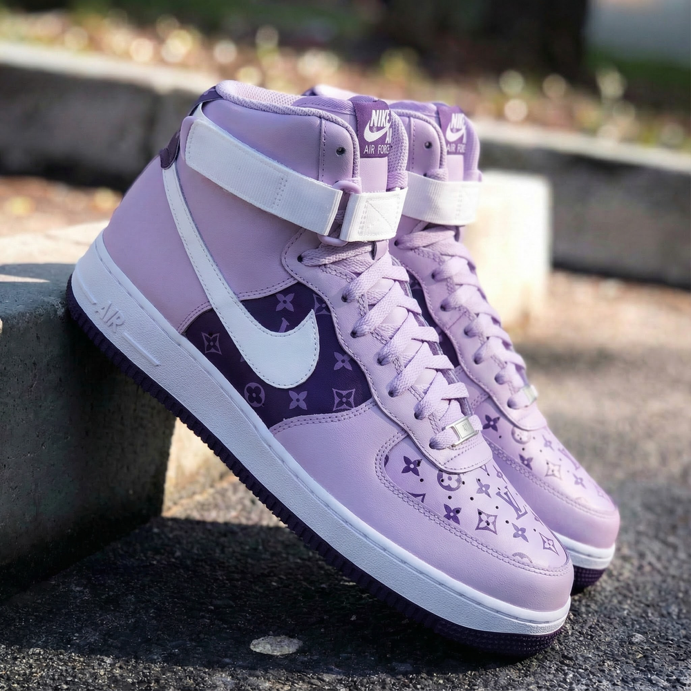 Custom Air Force 1 Baby Purple LV Pattern