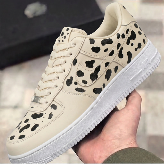 Custom Air Force 1 Beige Black Dalmatian Spots