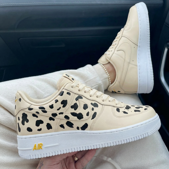 Custom Air Force 1 Beige Black Dalmatian Spots